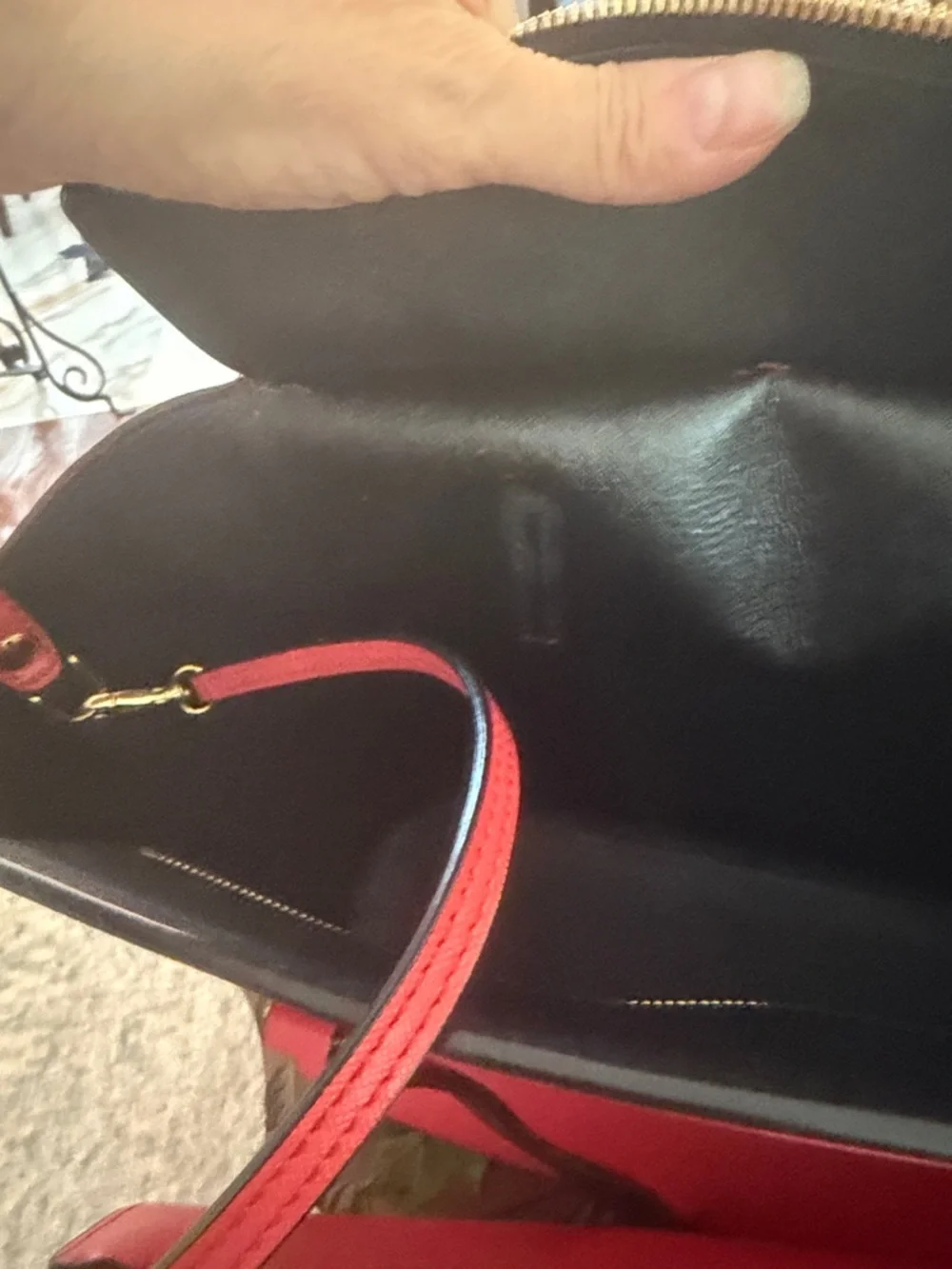 MCM Red Leather Tote Bag with Gold Accent - Picture 5 of 7